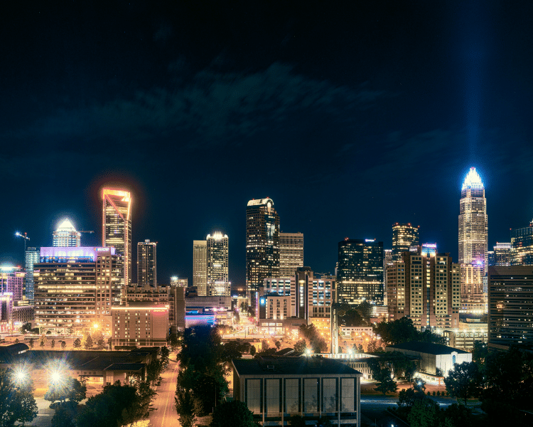 Charlotte skyline at night