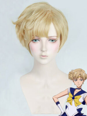 Haruka Tenou Sailor Uranus Fictional character Cosplay Wig - Sailor Moon Costume Wig - Golden