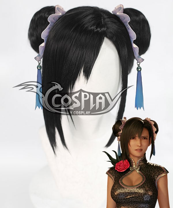 Tifa Lockhart Cheongsam Cosplay Wig - Final Fantasy VII Remake FF7 Costume Wig - Black