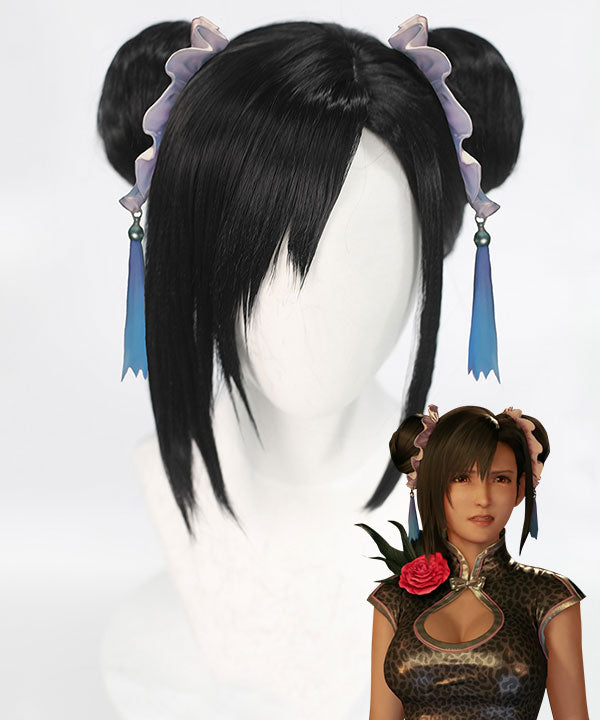 Tifa Lockhart Cheongsam Cosplay Wig - Final Fantasy VII Remake FF7 Costume Wig - Black