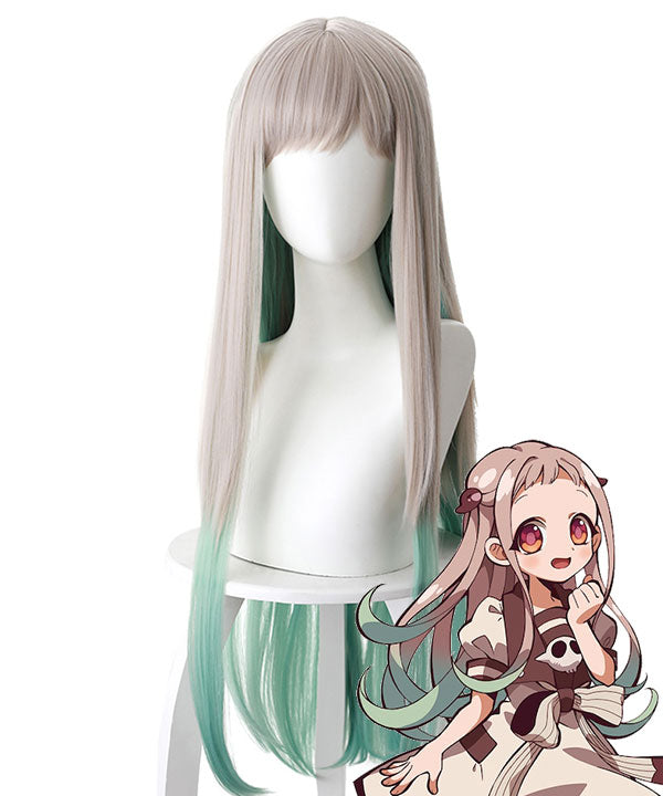 Nene Yashiro Cosplay Wig - Jibaku Shounen Hanako-Kun Toilet-bound Hanako-kun Costume Wig - Sliver Grey Shade into Green - 497A