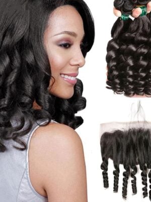 3_frontal_8918315a-4be3-4dc2-830f-30fe49134660 10A Grade Funmi Loose Wave 4 Bundles With 13x4 Lace Frontal Brazilian Virgin Hair - 40 40 40 40 +18 / 13x4 Lace