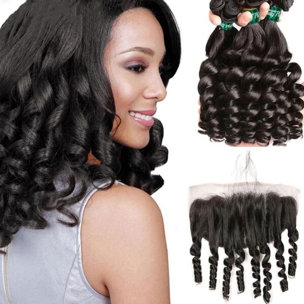 10A Grade Funmi Loose Wave 4 Bundles With 13x4 Lace Frontal Brazilian Virgin Hair - 40 40 40 40 +18 / 13x4 Lace