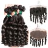10A Grade Funmi Loose Wave 4 Bundles With 13x4 Lace Frontal Brazilian Virgin Hair - 40 40 40 40 +18 / 13x4 Lace