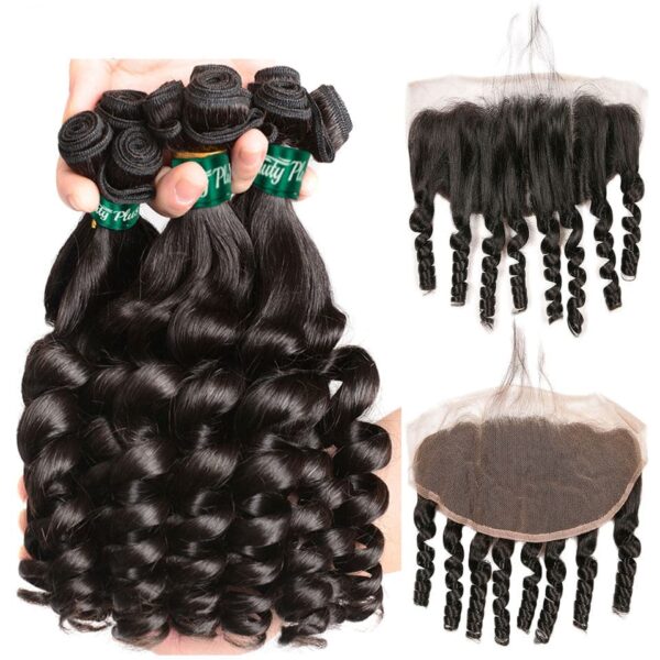10A Grade Funmi Loose Wave 4 Bundles With 13x4 Lace Frontal Brazilian Virgin Hair - 40 40 40 40 +18 / 13x4 Lace