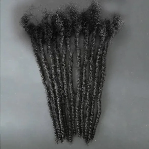 Textured Dreadlock Extensions Human Hair - Natural Black #1B - 16 inch / 0.6cm Pencil Size ( 7-10 business days to process ) / 100 Locs