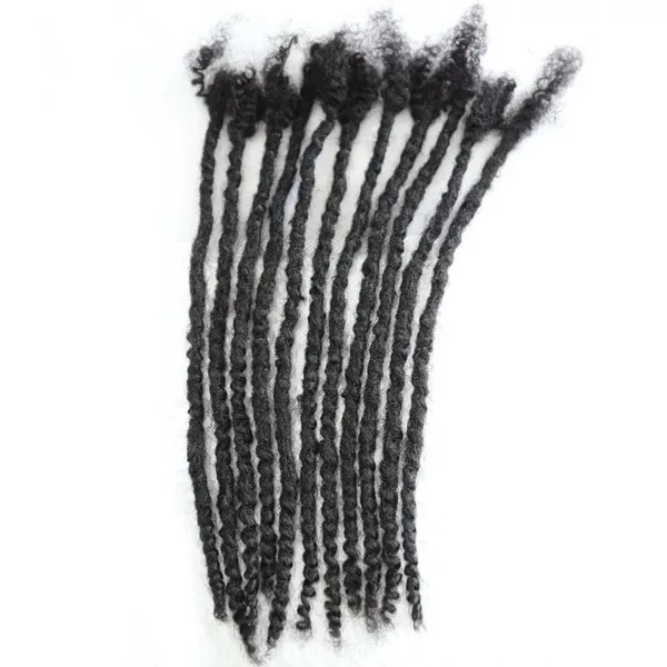 Textured Dreadlock Extensions Human Hair - Natural Black #1B - 16 inch / 0.6cm Pencil Size ( 7-10 business days to process ) / 100 Locs