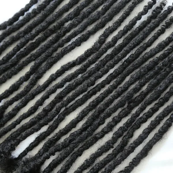 Textured Dreadlock Extensions Human Hair - Natural Black #1B - 16 inch / 0.6cm Pencil Size ( 7-10 business days to process ) / 100 Locs