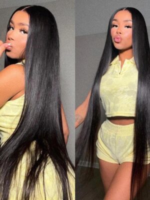 40 Inches HD Lace Straight Brazilian Wig -100% Virgin Human Hair- 13 x 6 Lace Front Wig HLS01 - 40 inch 200% / Medium