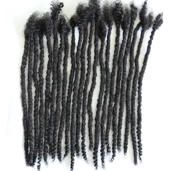 Textured Dreadlock Extensions Human Hair - Natural Black #1B - 16 inch / 0.6cm Pencil Size ( 7-10 business days to process ) / 100 Locs