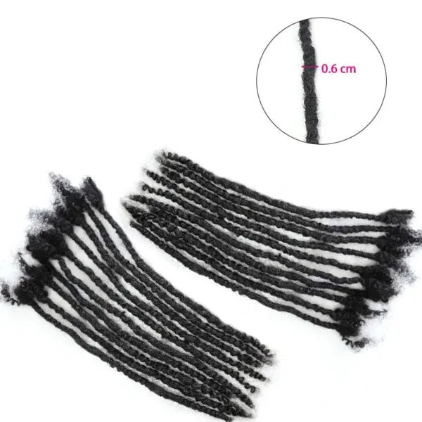 Textured Dreadlock Extensions Human Hair - Natural Black #1B - 16 inch / 0.6cm Pencil Size ( 7-10 business days to process ) / 100 Locs