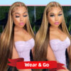 10_1 Glueless Highlights Color Wig Hair Straight 4x4/13x4 Lace Closure Wigs - 5x5 Lace / 180% Density / 30inch