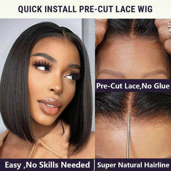 16_700x_651bb9a5-574a-4cdc-bb6e-beb2ae5ffdb8 Glueless Wigs Black Wig Pre-Cut Lace 4x4 Closure/13x4 Lace Front Wig Straight Bob Wig Upgrade HD Lace - 4x4 Lace / 150% Density / 10inch