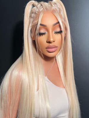 #613 Blonde Wig Color Straight Wig 150% Density Human Hair Wig 4*4/13*4/13*6 Lace Front Wig - 13x4 Lace / Yes(+.00) / 20inch