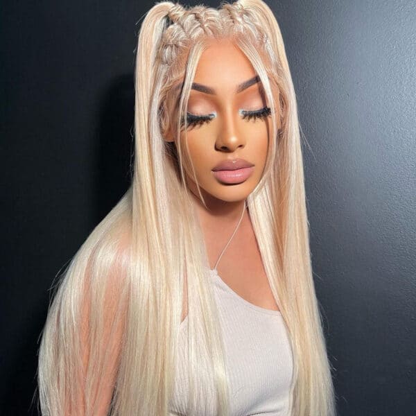 #613 Blonde Wig Color Straight Wig 150% Density Human Hair Wig 4*4/13*4/13*6 Lace Front Wig - 13x4 Lace / Yes(+.00) / 20inch