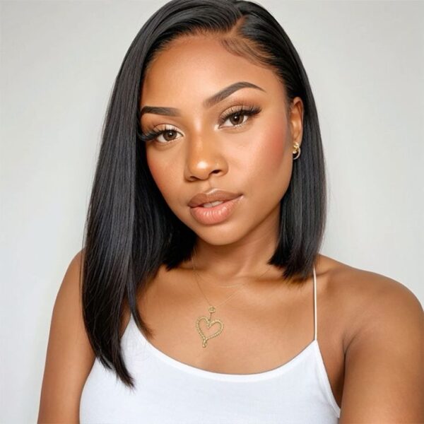 298d7f260adef12f0d195130d9ea2414 Glueless Wigs Black Wig Pre-Cut Lace 4x4 Closure/13x4 Lace Front Wig Straight Bob Wig Upgrade HD Lace - 4x4 Lace / 150% Density / 10inch