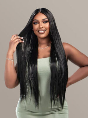 Wear & Go 15A Brazilian Premium Virgin Hair Straight HD Lace Front Wigs Glueless Wig - Natural Black / 22inch