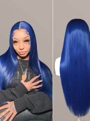 332 Wear & Go 15A Brazilian Premium Virgin Hair Straight HD Lace Front Wigs Glueless Wig - Blue / 20inch