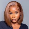 Short Bob Wig 4x4 HD Lace Glueless Wig Front Wigs Chocolate Brown Color Wear and GO - 4x4 Lace / 180% / 8inch