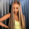 3_13_2 Glueless Highlights Color Wig Hair Straight 4x4/13x4 Lace Closure Wigs - 5x5 Lace / 180% Density / 30inch