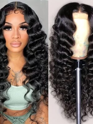 Glueless Wig Loose Deep Wave 13x4 Lace Front Wigs Human Hair Pre-Cut - 5x5 / 210% / 28 inch
