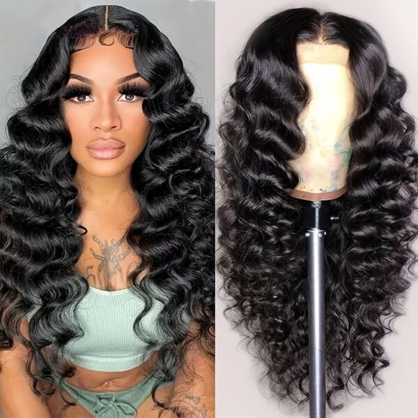 418e1f19f25a3a26cf00aeebd3a1de09 Glueless Wig Loose Deep Wave 13x4 Lace Front Wigs Human Hair Pre-Cut - 5x5 / 210% / 28 inch