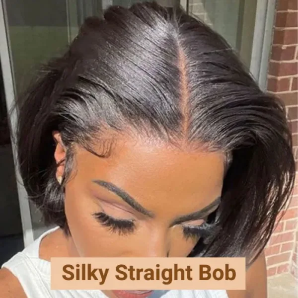 5 Glueless Wigs Black Wig Pre-Cut Lace 4x4 Closure/13x4 Lace Front Wig Straight Bob Wig Upgrade HD Lace - 4x4 Lace / 150% Density / 10inch