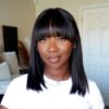 Glueless Wigs Bob Wig Clousure Lace Black Color Human Hair Wig With Bangs - 4x4 Lace / 180% / 10inch