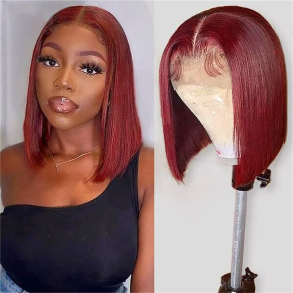 610_yoIyT2L._AC_UF1000_1000_QL80_0625d99c-1782-4c23-86d8-8b440038da02 Burgundy Bob Wig Straight Wigs Wig 4x4/13x4/13x6 Lace Wig Human Hair Wig - 13x4 Lace / 180% / 12