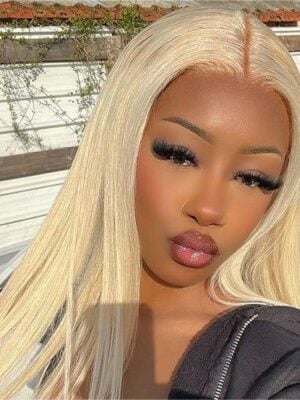 6a66ea26b6ee43c0387a49200029c432 Pre-Cut Lace Wear Go Glueless Wig 613 Blonde Pure Color Straight Breathable - 5x5 Lace / 180% Density / 14 inch