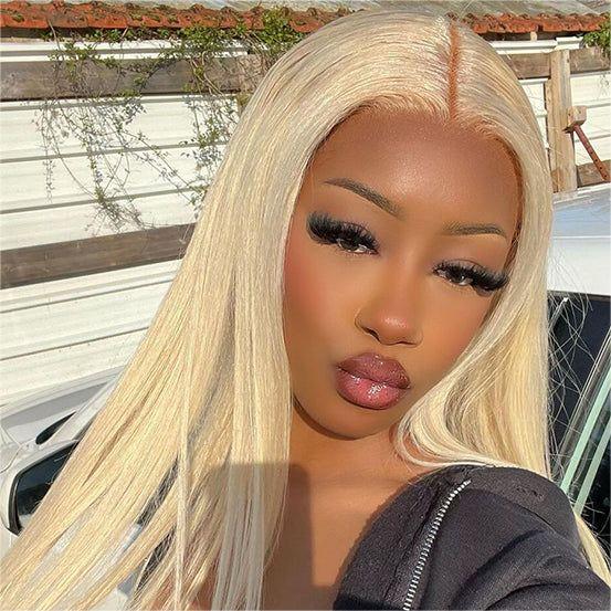 6a66ea26b6ee43c0387a49200029c432 Pre-Cut Lace Wear Go Glueless Wig 613 Blonde Pure Color Straight Breathable - 4x4 Lace / 180% Density / 20 inch