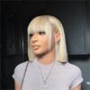 6ae40cb60317f0c81ec2e3e1c39f2806 Glueless Wigs Bob Wig Clousure Lace Blonde Color Human Hair Wig With Bangs - 4x4 / 180% / 12inch