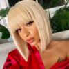 6ef80b11c95efbf6c1c7664be382c04b Glueless Wigs Bob Wig Clousure Lace Blonde Color Human Hair Wig With Bangs - 4x4 / 180% / 12inch