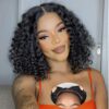 712DOHyJD_L._SL1500 Glueless Wig Natural Black Color Short Curly Wig Bob 4x4/13x4 HD Lace Front Wigs - 4x4 Lace / 150% / 12inch