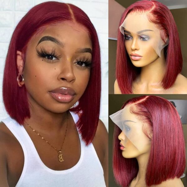 7148B_LqLAL._SL1500_1dce840c-69e2-435b-af23-69cc4d1c07f9 Burgundy Bob Wig Straight Wigs Wig 4x4/13x4/13x6 Lace Wig Human Hair Wig - 13x4 Lace / 180% / 12