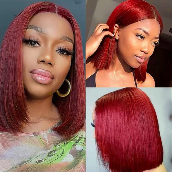 715ZLMH64CL._SL1100_ffcb01a8-97e3-4112-8db3-441050c24b8e Burgundy Bob Wig Straight Wigs Wig 4x4/13x4/13x6 Lace Wig Human Hair Wig - 13x4 Lace / 180% / 12