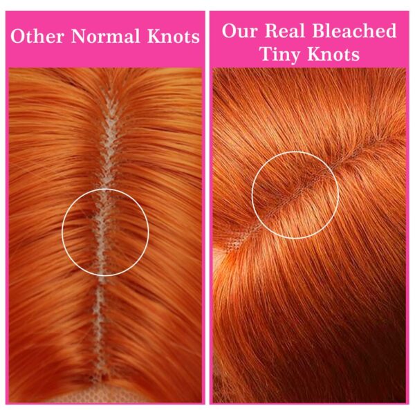 Ginger Orange Color 13x4 Transparent Lace Frontal Wigs Straight Human Hair With Baby Hair - 13x6 Lace / NO / 14inch