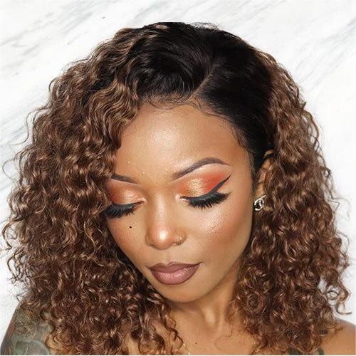 75fc1dd7f60363030623312b622b35a7 Short Bob Wig Curly Pre Cut Transparent Lace Wig Balayage Omber Color Wigs - 13x6 Lace / Yes / 14inch
