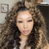83A7C999-5196-4B26-A53E-54A3A6AA9495 Balayage Highlights Curly Wig HD Lace Front Wig Human Hair #1B/27 Colored Wig 180% Density - 13x4 Lace / Yes(+) / 30inch