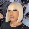 8bda9e12a5bd0ecd22f872c5ff856701 Glueless Wigs Bob Wig Clousure Lace Blonde Color Human Hair Wig With Bangs - 4x4 / 180% / 12inch