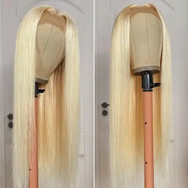 #613 Blonde Wig Color Straight Wig 150% Density Human Hair Wig 4*4/13*4/13*6 Lace Front Wig - 13x4 Lace / Yes(+.00) / 20inch