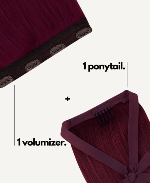 Bundle-volum-pony-99close-b half up/half down #99J cherry red. - 20"