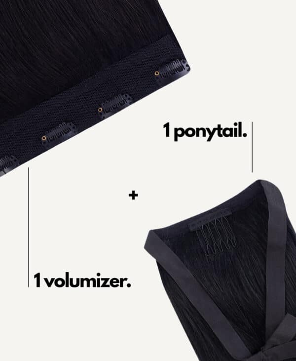 Bundle-volum-pony-jet-close-b half up/half down #1 jet black. - 20"