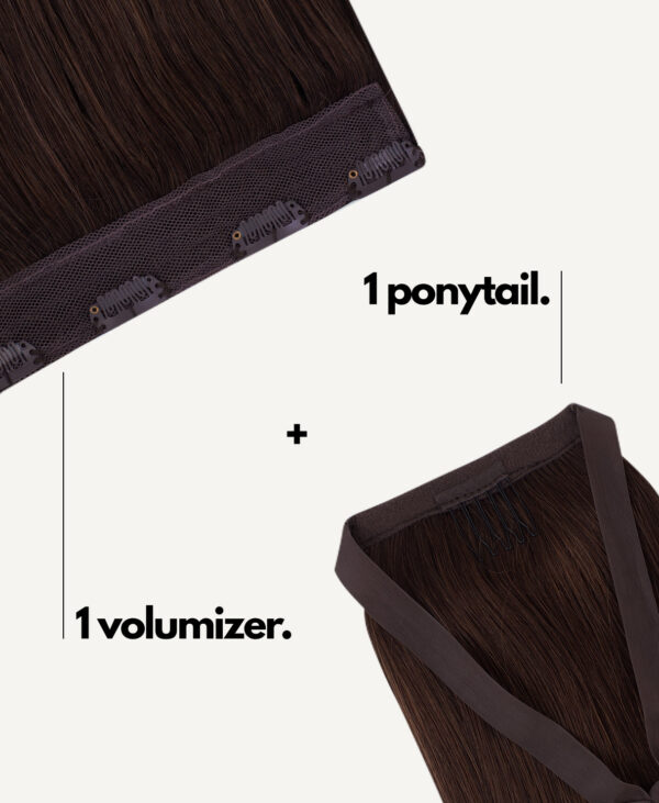 Bundle-volum-pony-medium-close-b half up/half down #4 medium brown. - 20"