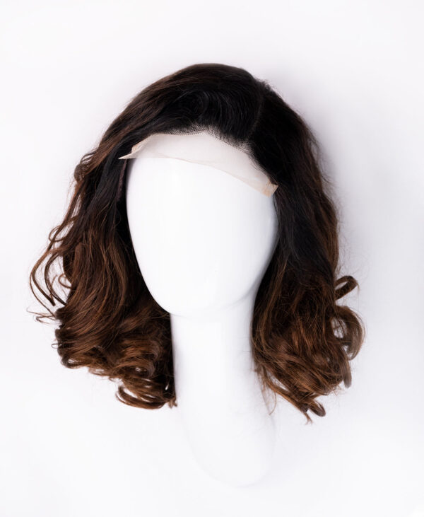 DSC00142-wig front lace human wig - 10" rooted brown bouncy curls.