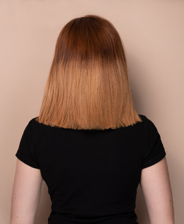DSC00269-wig long bob human wig - 10" rooted blonde.
