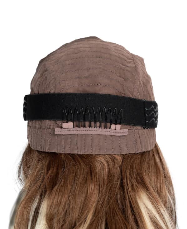 put on & go pre-cut lace wavy human wig - 14" bronzed highlights.
