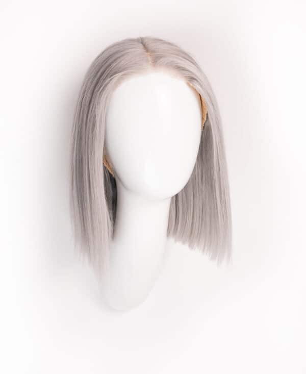 DSC01195-wig put on & go pre-cut lace human wig - 10" silver grey.