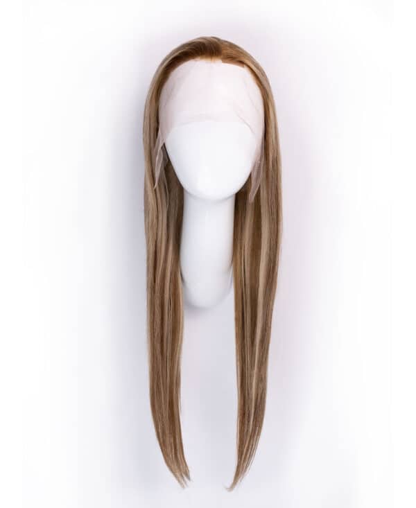 front lace human wig - 20" blonde highlights.