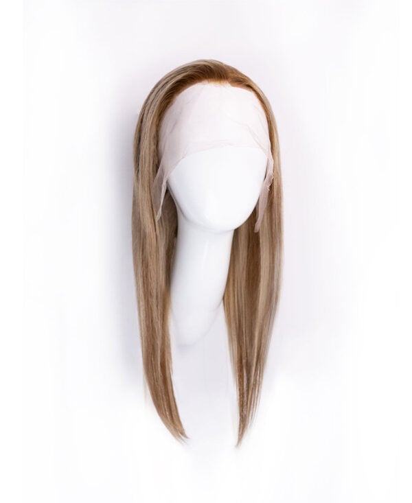 front lace human wig - 18" blonde highlights.